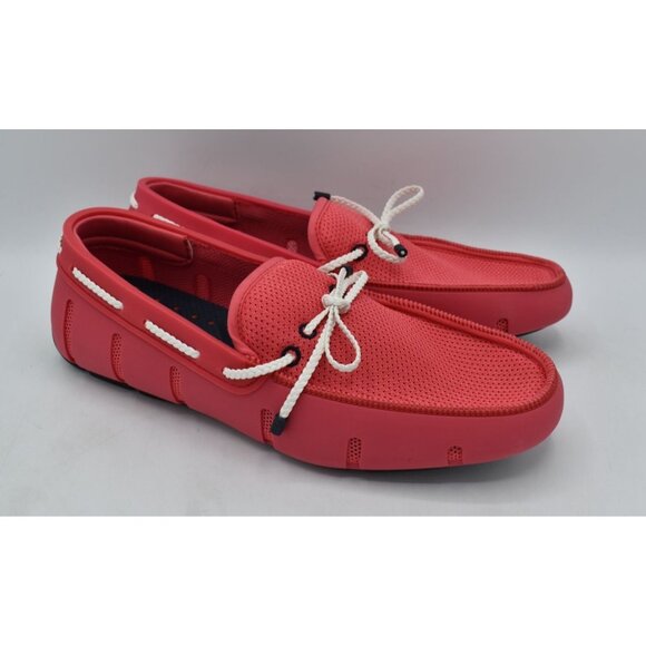 SWIMS Mens Size 14 Braided Lace Campari Red Pink Coral Slip On Loafers Shoes main image 8